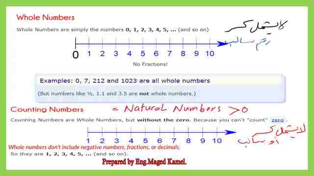 The difference between whole numbers and natural numbers.