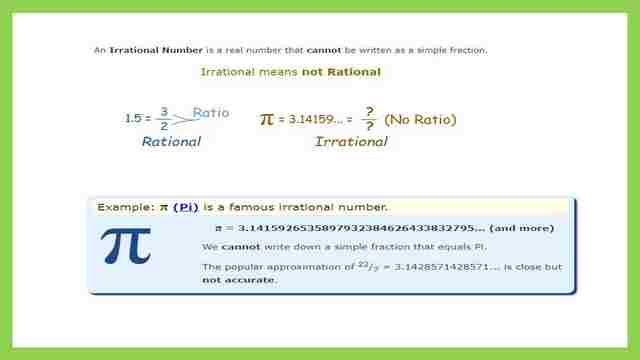 Examples of irrational numbers.