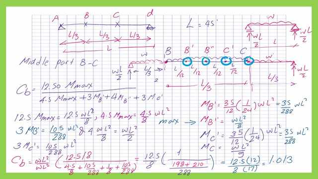 The Cb value for part BC .The nominal moment value for Part 4/4 for the solved problem 9-9-6.