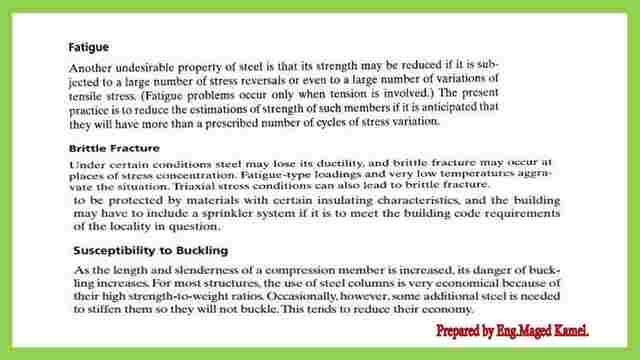 Disadvantages of steel as construction material.