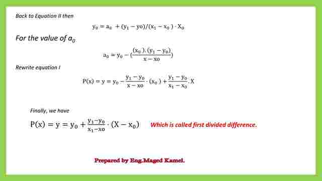Derivation of the polynomial equation for linear interpolation.