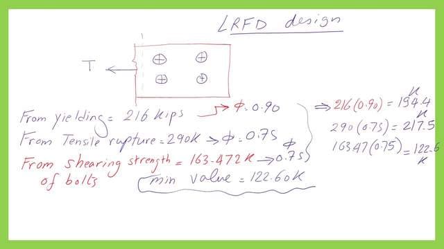 The list of all nominal loads for bolts LRFD design.