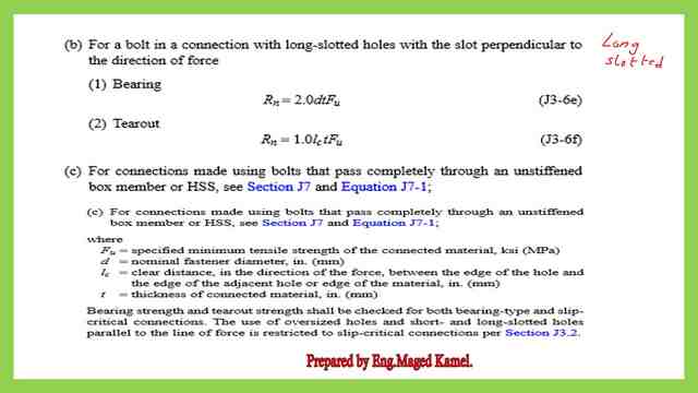 long slotted hole equations.