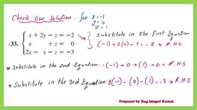 Check the values of x&y and z by substitution for problem -38