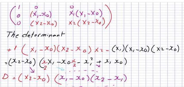 The final expression for the determinant of the Vandermonde matrix.