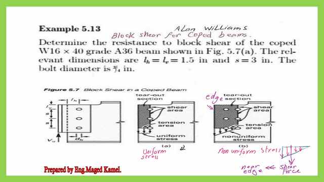 Solved problem 5-13 for block shear for coped beam.