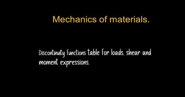 Brief Description of the disconuity function tables for load ,shear and moment.