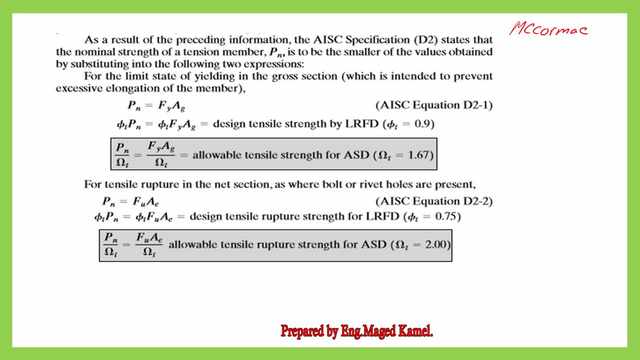 The equations that we use for the LRFD and ASD designs