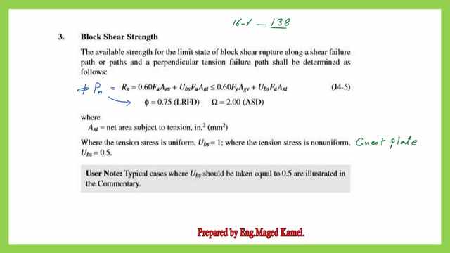Block shear strength equation.